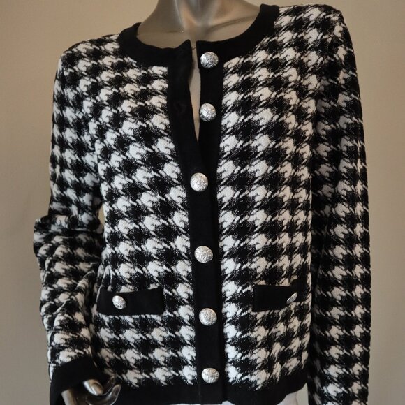 Veronica Beard Cardigan Sweater Primrose Houndstooth Size Large New Tag $548 - Picture 8 of 9